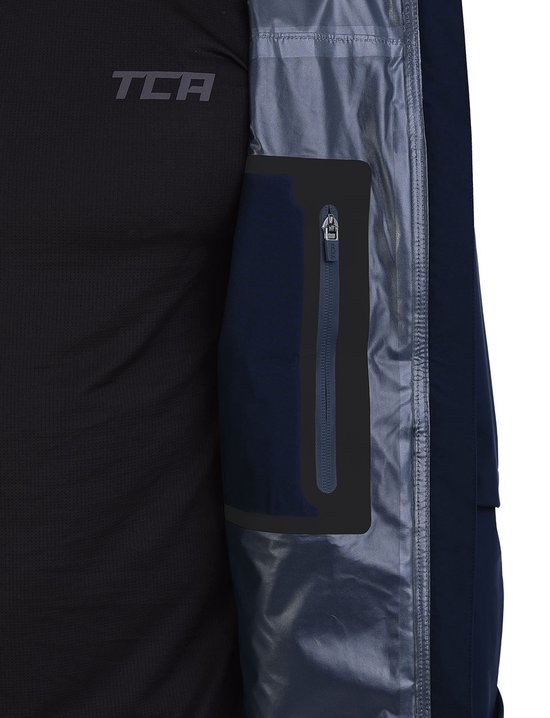 TCA Men AirLite 2.0 Imperméable de course imperméable avec poches zippées - Bleu foncé, XL