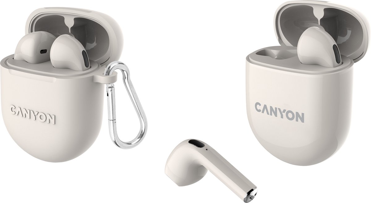 Canyon TWS-6 Bluetooth Headset - Gaming Mode/BT 5.3 - Beige