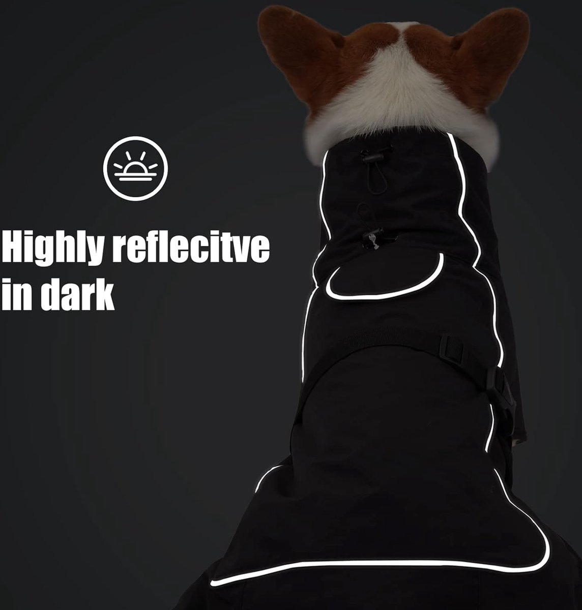 CITÉTOILE Warme hondenjas voor de winter, hondenjas met buikbescherming, winterjas voor honden met reflecterend, omkeerbare hondenjas, hondenkleding met harnasgat, groen, S