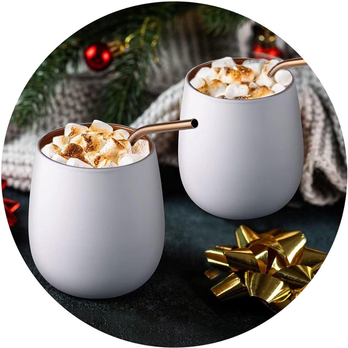 450 ml x 2 enkellagige ginglazen, wit, mat, waterglazen met roségouden knipperende binnenwand, borosilicaatdrinkglazen, latte macchiato-glazen, theeglazen, whiskyglazen, wijnglazen