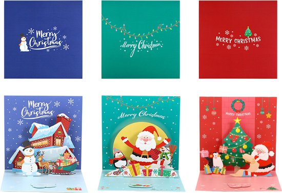 3D Pop-Up Kerstkaarten met Envelop - Unieke Wenskaarten voor de