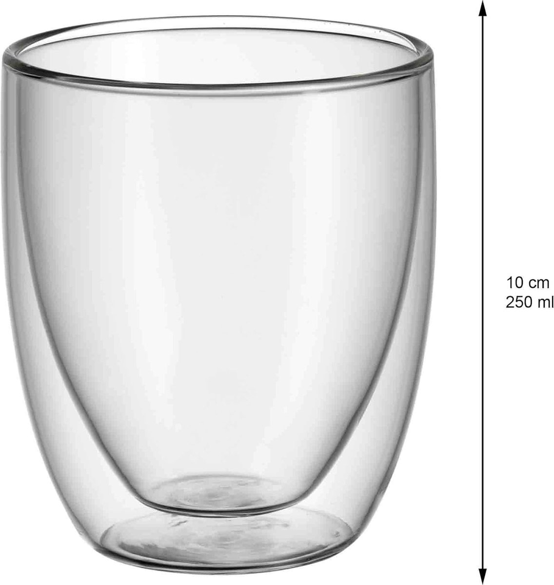 Latte Macchiato glazenset, 12-delig, latte glazen met lepel 280 ml & cult dubbelwandige cappuccino glazen, set 2-delig, dubbelwandige glazen 250 ml, zweefeffect, 2 stuks