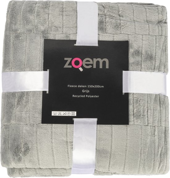 Zoem - Fleece deken XL - Fleece plaid XL - Recycled -Grijs - Kerst - Picknick - Terras - Tuinset - Duurzaam - 205 x 150 - 300 gsm - Kleedje