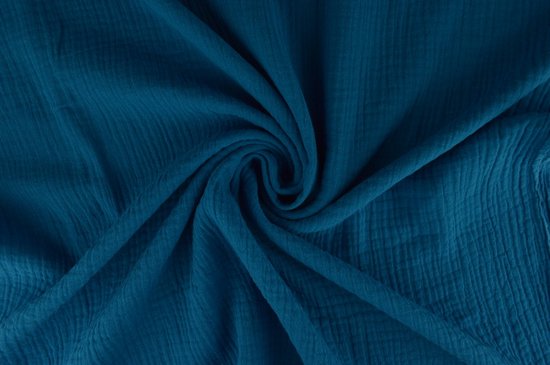 10 mètres de tissu mousseline op rol - Petrol - 135cm de large - Double gaze op rol