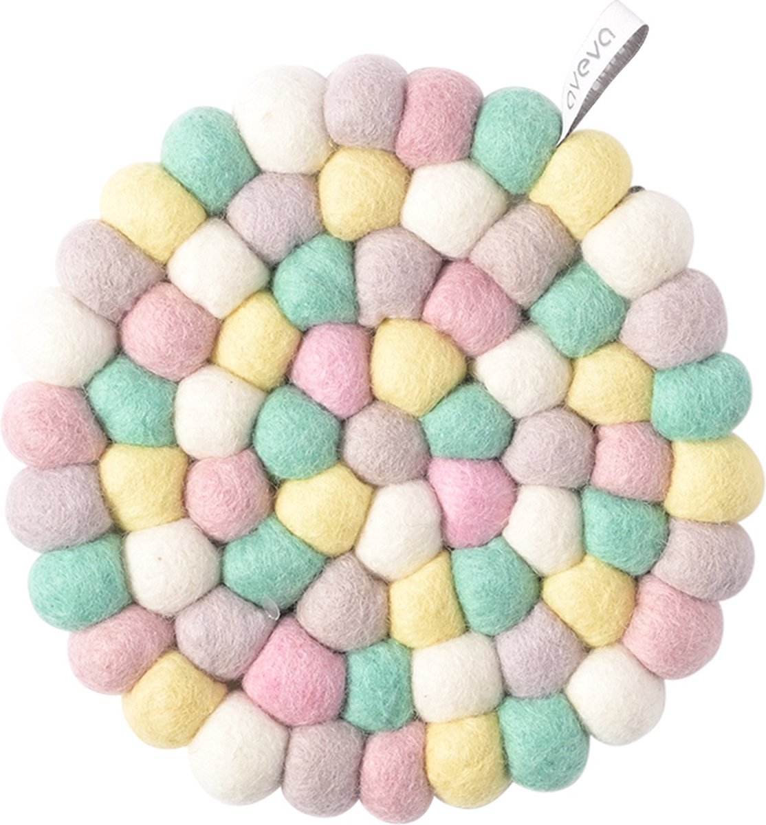 Aveva - trivet round - bolletjesonderzetter - wolvilt - kleur spring
