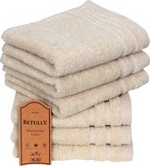 VeehausBetully - Handdoeken 30 x 50 cm - lot de 6 - Qualité hôtelière - Qualité lourde 500 g/ m2 Crème Naturelle