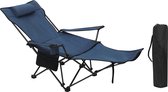 Chaise de pêche / chaise de camping de Luxe - avec porte-gobelet et repose-pieds - avec compartiment de rangement et capacité de charge élevée - pliable et avec sac de voyage - Blauw