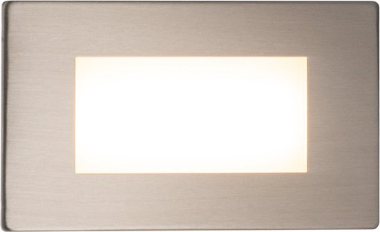 HOFTRONIC - Dillon Wand Inbouwspot RVS - Trapverlichting - 3 Watt 340 Lumen - 3000K Warm wit licht - IP54 waterdicht - 107x66x25mm