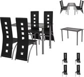 vidaXL Eettafelset - - Tafel en 4 stoelen - 120 x 70 x 75 cm - Zwart - Set tafel en stoelen