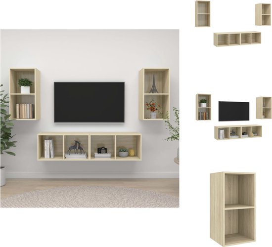 vidaXL Meuble TV - Ensemble de meubles muraux de télévision - Meuble hi-fi - Dimensions - 37 x 37 x 72 cm - Couleur - Chêne Sonoma - Matériau - Aggloméré - Assemblage requis - Meuble