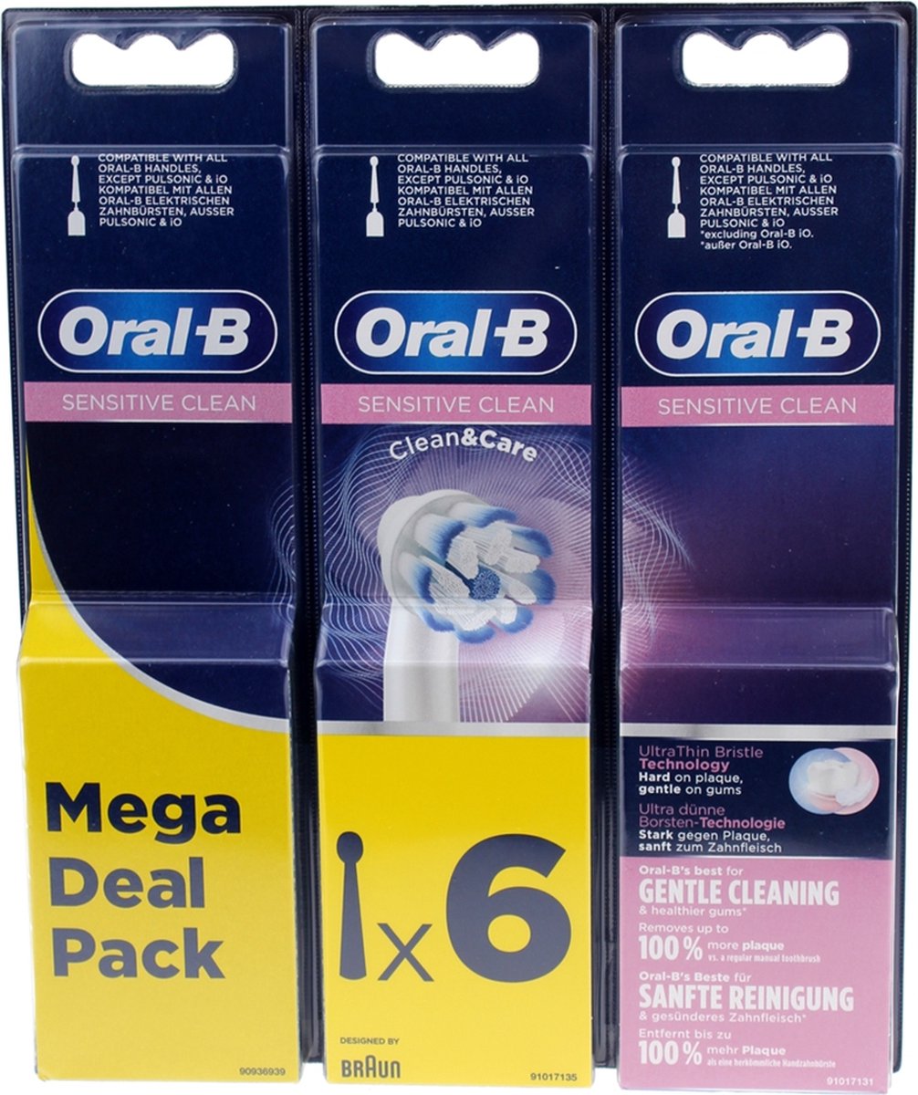 Oral-B Sensitive Clean - Met CleanMaximiser-technologie - Opzetborstels - 6 Stuks - Oral B