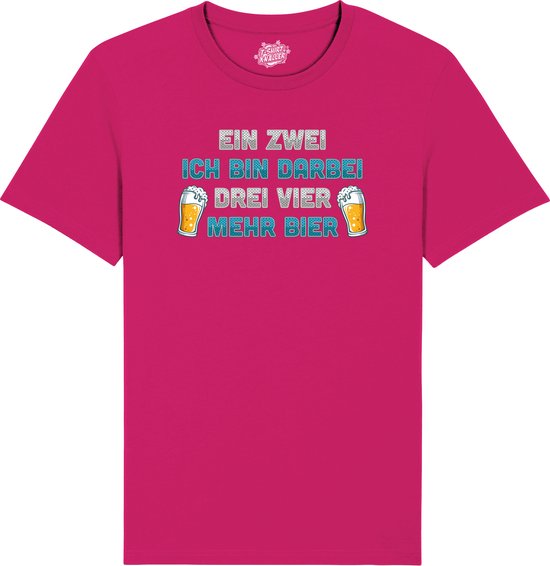 Ein zwei ich bin darbei - Grappige Apres Ski Wintersport Kleding - Mannen / Vrouwen / Unisex - Foute Ski en Snowboard Vakantie Outfit Cadeau - Unisex T-Shirt - Fuchsia - Maat M