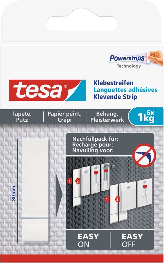 12x Tesa Powerstrips surfaces sensibles Fournitures de bricolage - Fournitures de bricolage - Ménage - Bandes adhésives / multiprises - Double face - Auto-adhésives - Tape/ bandes / patchs