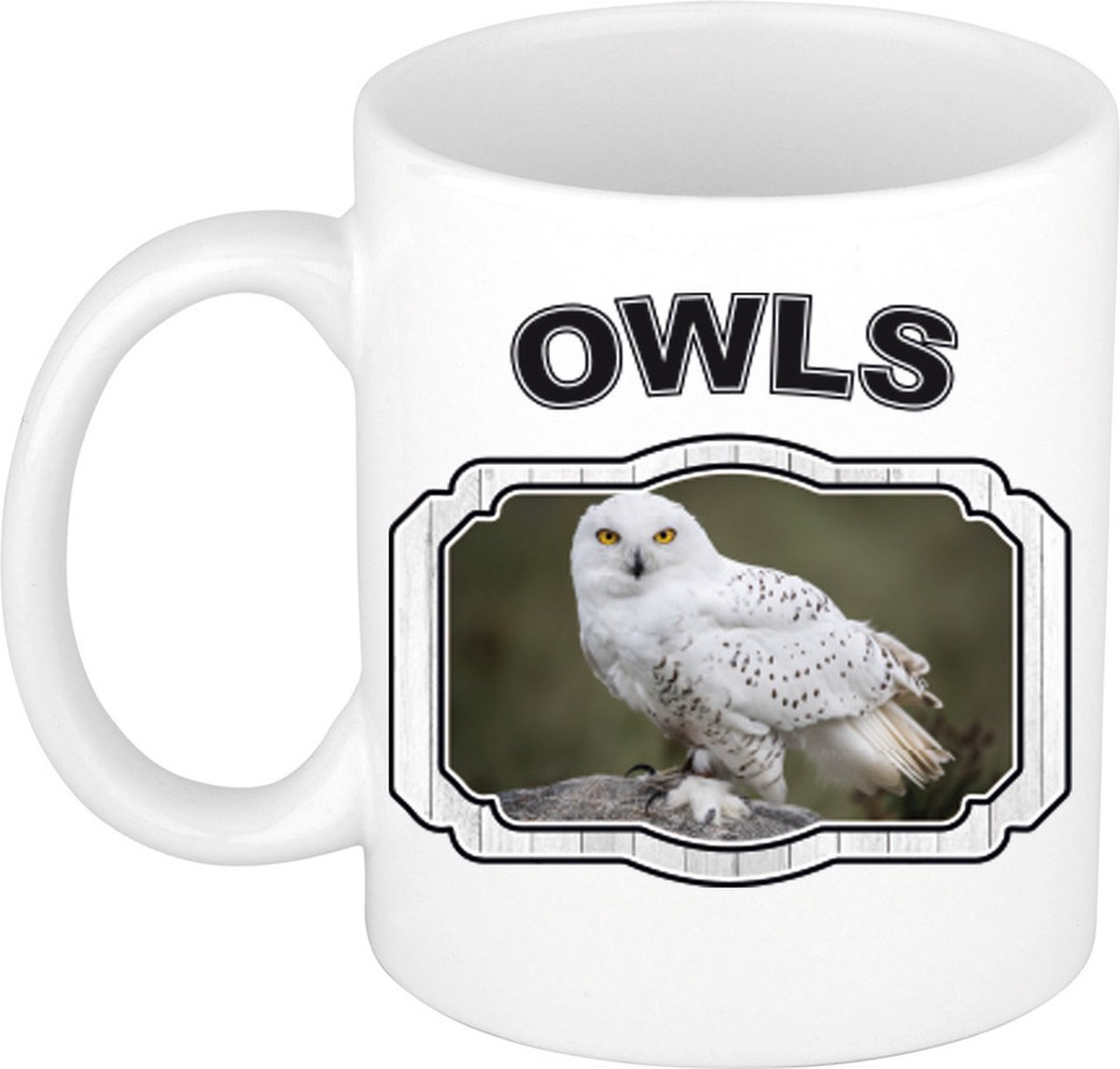 Dieren liefhebber sneeuwuil mok 300 ml - kerramiek - cadeau beker / mok uilen liefhebber