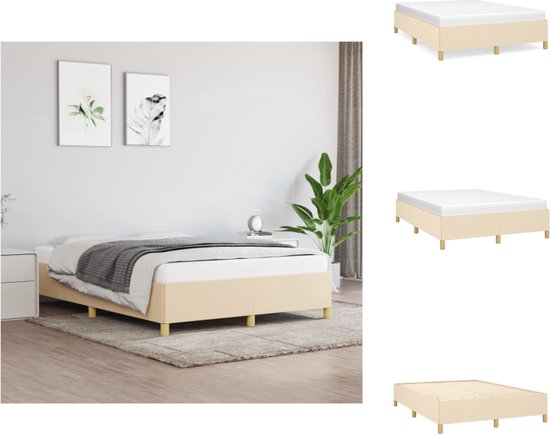 vidaXL Bedframe - Stoffen Bedframe - Crème - 193x143x35 cm - Geschikt voor 140x190 cm matras - Bed