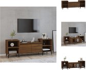 vidaXL TV-meubel Bruineiken - Bewerkt hout - 160 x 35 x 55 cm - 6 vakken - Kast