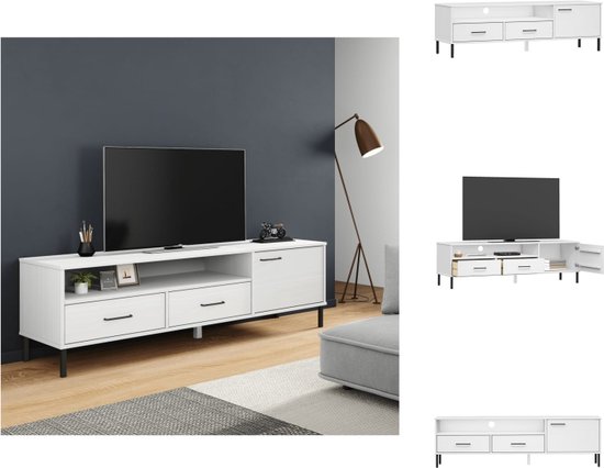 Meuble TV industriel bois massif et métal 115cm - Meubles TV