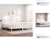 vidaXL Bedframe Massief Grenenhout - 205.5 x 205.5 x 100 cm - Wit - Bed