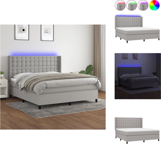vidaXL Boxspring - LED Verlichting - Pocketvering - Huidvriendelijk ...