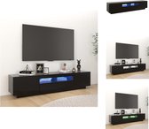 vidaXL Meuble TV Moderne - Meuble Hi-Fi - 180 x 35 x 40 cm - Éclairage LED RVB - Zwart - Bois d'ingénierie - Meuble