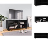 vidaXL TV-meubel Zwart 90 x 35 x 35 cm - Bewerkt hout - Met 4 open vakken - Gemakkelijk te verplaatsen - Kast