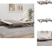 vidaXL slaapbank grenen hout - uitschuifbaar - honingbruin - 195.5 x 148 x 30 cm - incl - montagehandleiding - Bed