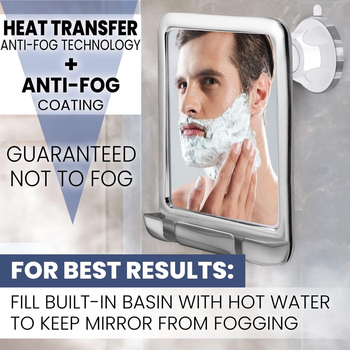 Miroir de douche antibu e pour rasage avec support pour rasoir