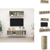 vidaXL TV-meubelset - Wandmontage - Sonoma Eiken - Spaanplaat - Inclusief 2x TV-meubel- 37x37x107cm - 37x37x142.5cm - vidaXL - Kast