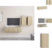 vidaXL Tv-meubelset Sonoma Eiken - Wandbevestiging - Inclusief 4 meubels - Afmetingen- 30.5 x 30 x 60 cm - 60 x 30 x 30 cm - Kast