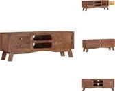 vidaXL Klassiek houten tv-meubel - 110 x 30 x 40 cm - ruw mangohout met grijze afwerking - Kast
