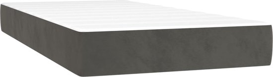 vidaXL Lit - Sommier tapissier de Luxe avec LED - 203x90x78/88 cm - Gris foncé - Tissu velours - Lit