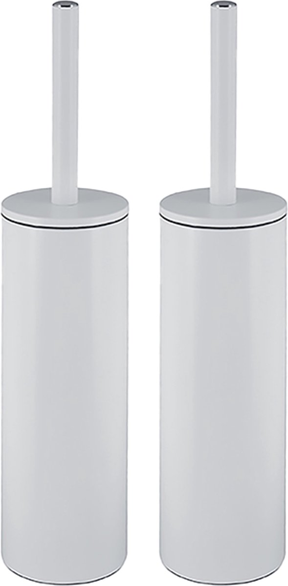 Spirella luxe Toiletborstel in houder Cannes - 2x - ivoor wit - metaal - 40 x 9 cm - met binnenbak