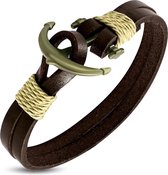 Montebello Armband Mare Brown - Leer - 316L Staal - Anker - 10mm - 21cm