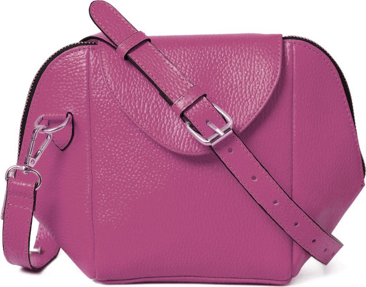 Leren slingbag en schoudertas - Licht Roze Kleur