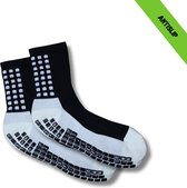 Gripsokken - Sportsokken - Gripsokken Voetbal - Gripsokken Voetbal Zwart/Wit - Grip Socks - Pilates Sokken - Yoga Sokken - Anti Blaren - One Size - Compressie
