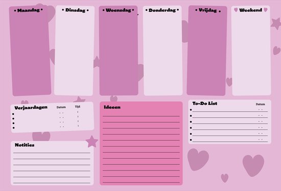 Bureau planner | Fotofabriek Bureaulegger A3 | 30 vellen | Bureaulegger papier | Bureauplanner | Weekplanner | Hartjes