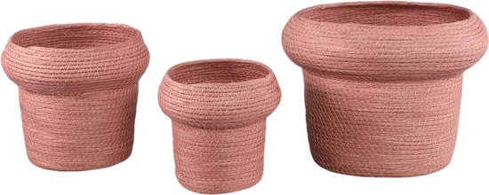 PTMD Summera Pink round paper rope pot w border SV3