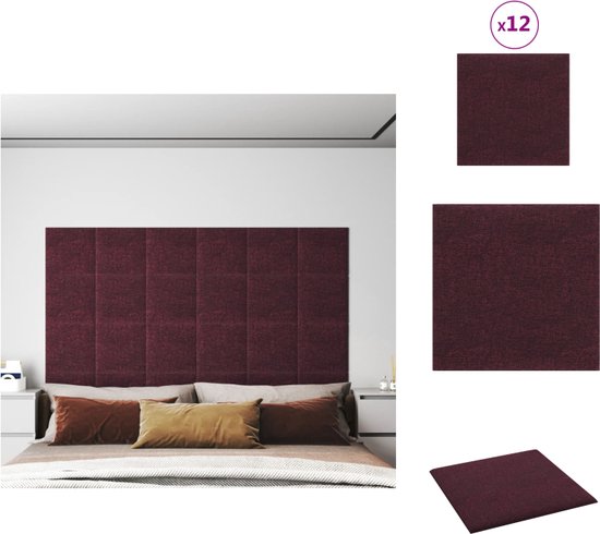 vidaXL Wandpanelen - Trendy - Wanddecoraties - 30 x 30 cm - Paars MDF-stof-schuim - Doe-het-zelf - 12 stuks - Wandpaneel