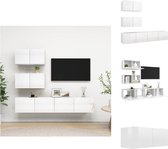 vidaXL Televisiemeubelset - TV-kast - Hoogglans wit - 60 x 30 x 30 cm / 80 x 30 x 30 cm - Spaanplaat - Kast