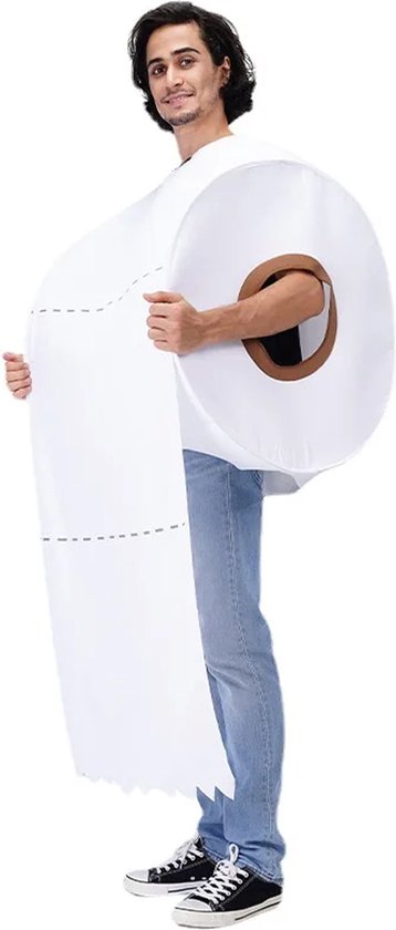 Origineel carnavals kostuum - WC Rol - Toiletpapier - Grappige outfit - One size - Volwassenen - Verkleedkleding - Goede kwaliteit
