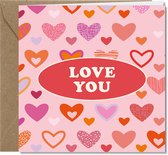 Tallies Cards wenskaarten - Love You, Valentijn, Hou van jou, Liefde – RETRO collectie - 4 kaarten met envelop – duurzaam