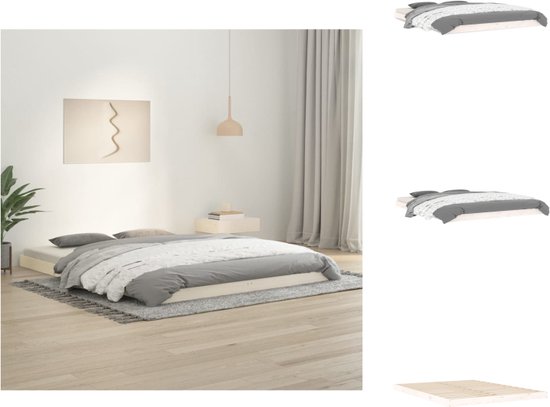 vidaXL Bedframe Massief Grenen - King Size 150 x 200 cm - Wit - Bed