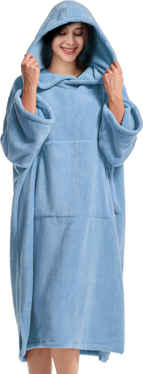 Livano Omkleed Handdoek - Surf Poncho - Volwassenen - Dames & Heren - Zacht - Blauw