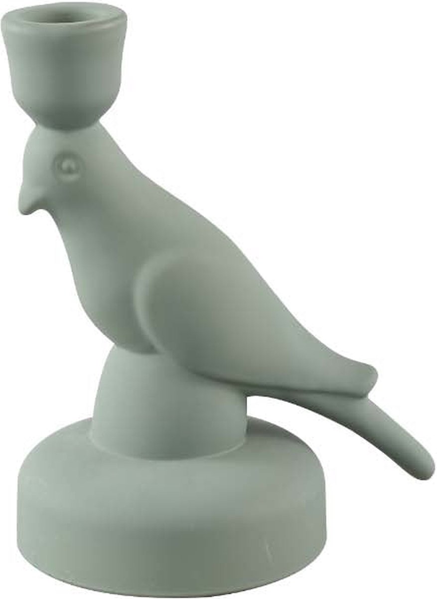 PTMD COLLECTION PTMD Rodan Kandelaar Vogel - 12 x 9,5 x 16,5 cm - Glas - Grijs