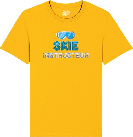 Ski Instructeur - Grappige Apres Ski Wintersport Kleding - Mannen / Vrouwen / Unisex - Foute Ski en Snowboard Vakantie Outfit Cadeau - Unisex T-Shirt - Geel - Maat 3XL