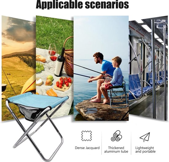 Draagbare Opvouwbare Campingkruk XXL - Robuust Aluminium voor Reizen, Vissen en Tuinieren — afbeelding 5