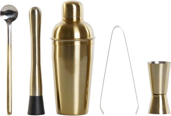 Cadeauverpakking Cocktailset Goud – Shaker 500ml – Barmaatje 15-30 ML – Zeef