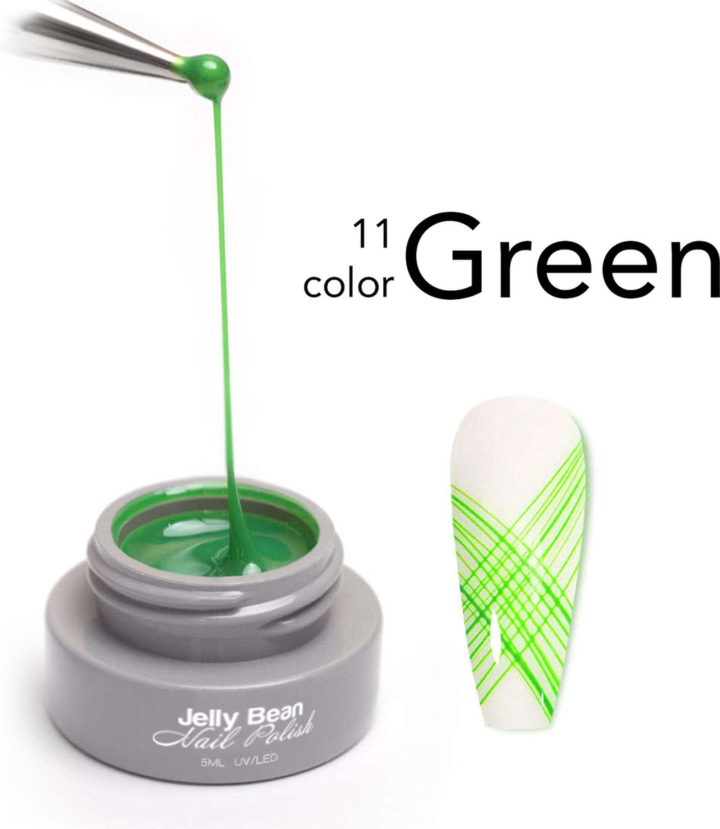 Goedkoopste Jelly Bean Nail Polish spider gel Groen - nail art gel Green - UV gellak 5ml