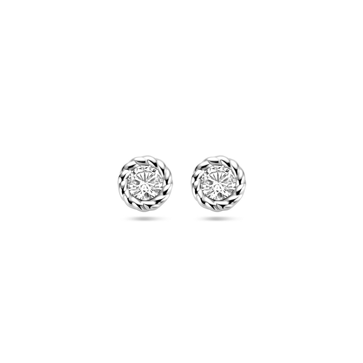 YO&NO - Oorbellen - Zilver - Oorknoppen - Zirkonia - rond - 5.5 mm Sieraden Vrouw - Gerhodineerd - Zilver 925
