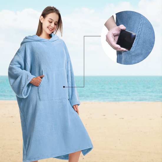 Livano Serviette à Langer - Surf Poncho - Adultes - Femme & Homme - Doux - Rose